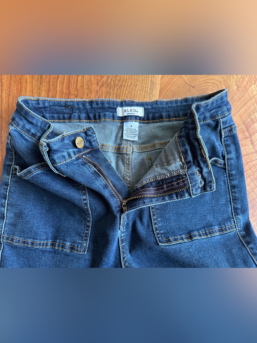 Bleu- Blue Denim cargo style Jeans Sz 8